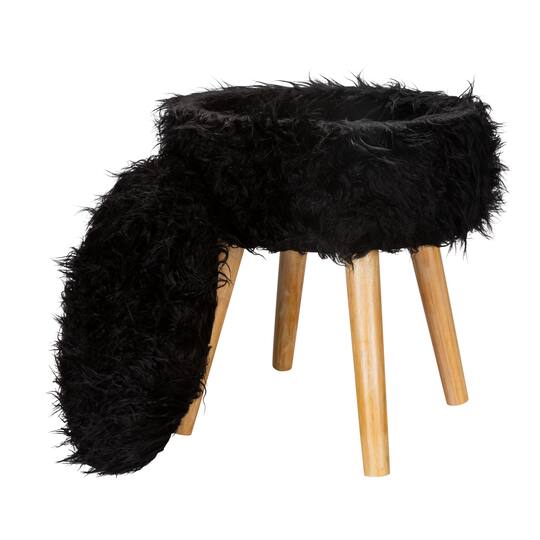 Organize It All Black Faux Fur Storage Ottoman